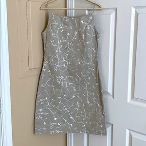 Tommy Hilfiger Beige Embroidered Cotton Dress